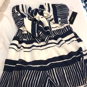 Lulus blue and white romper